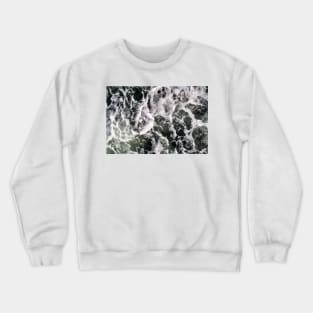 Black Wave Beach Print Pattern Black White Crewneck Sweatshirt